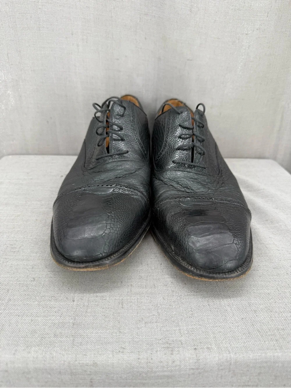 Magnanni Peter Huber Mens Shoes 8761 Genuine Ostrich Peccary Black Lace Up 13